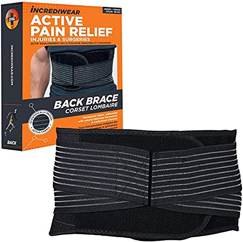 Incrediwear Active Pain Relief Back Brace Large Unisex Black