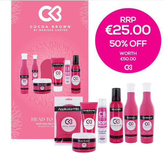 Cocoa Brown Head To Glow Hair And Tan Set