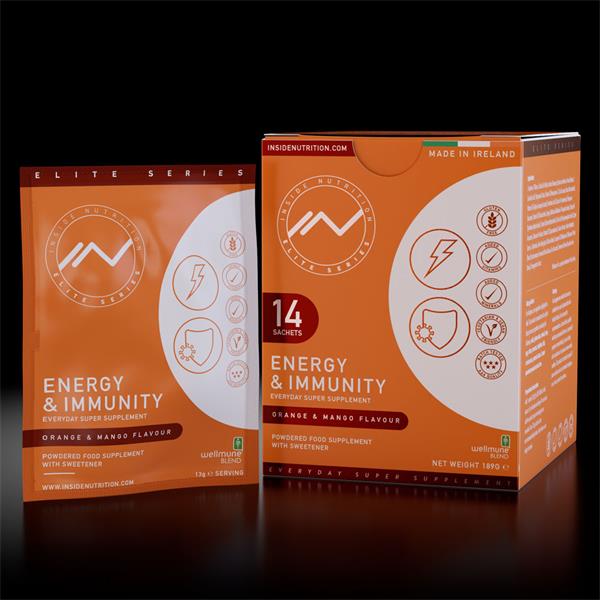 INSIDE NUTRITION ENERGY IMMUNITY SUPER SUPPLEMENT ORANGE AND MANGO 14 PACK